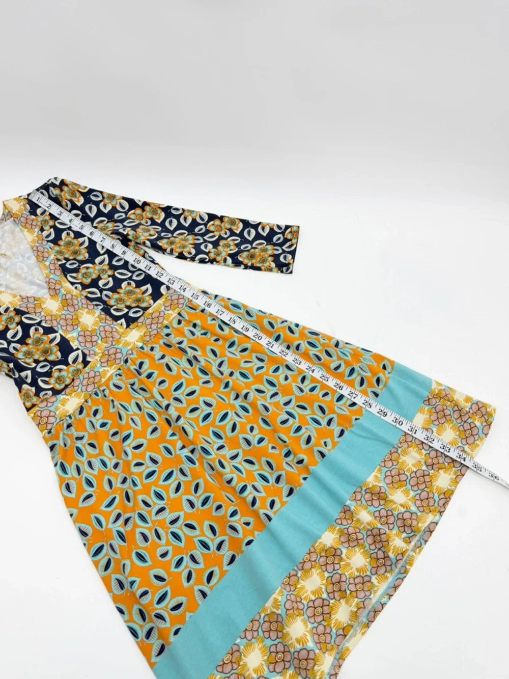Anthropologie Pinkerton Boho Floral Patchwork Dress V-Neck 3/4 Sleeve XS - Picture 11 of 14